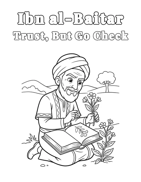 Coloring page preview: Trust, But Go Check: The Traveling Scholar Who Tested Everything